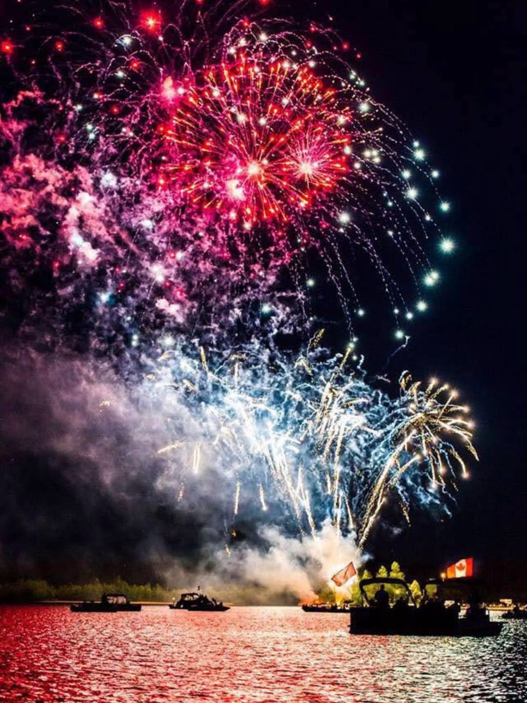 Canada Day fireworks lighting up the night sky