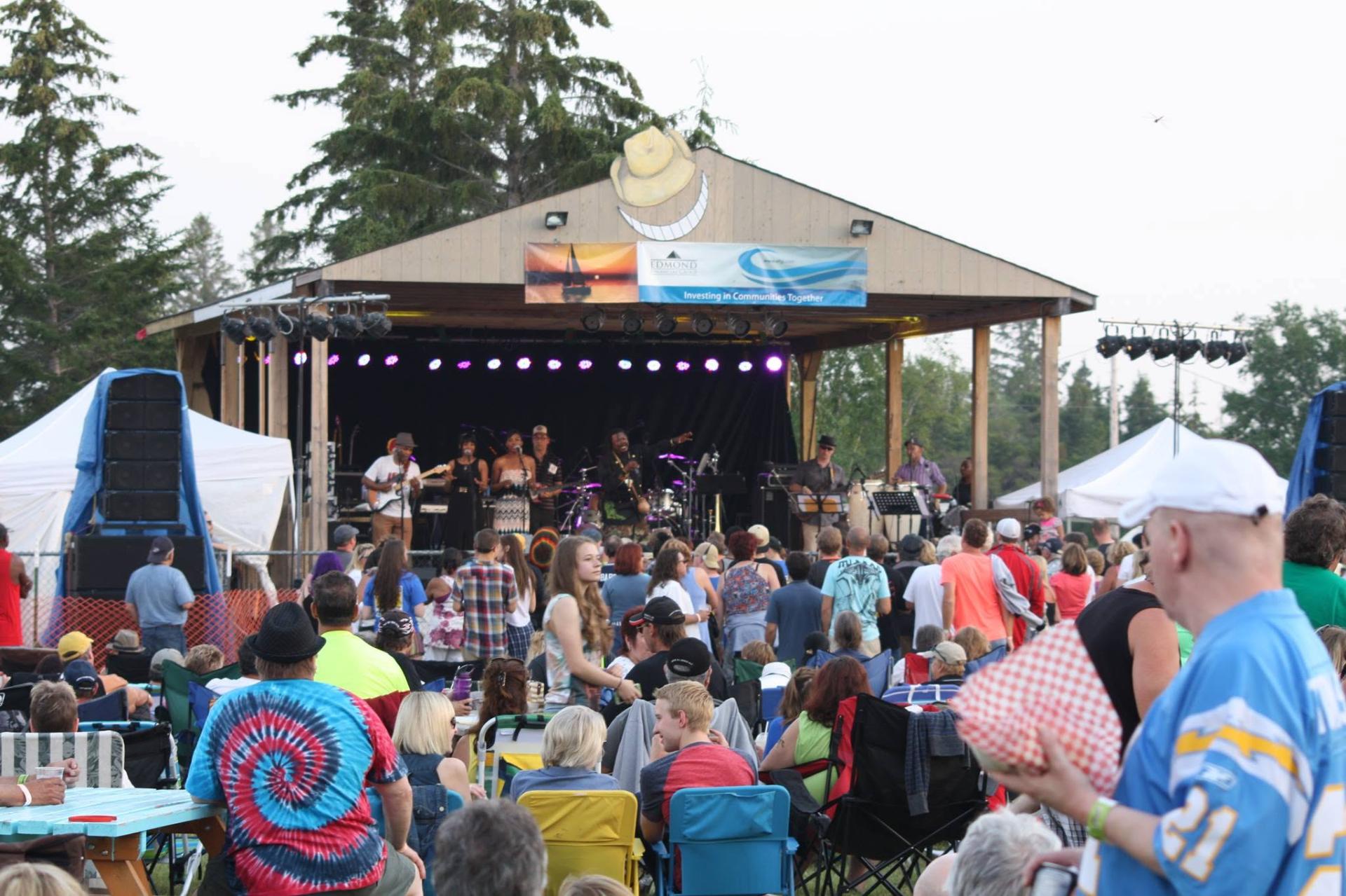 Crowd at an outdoor live music stage